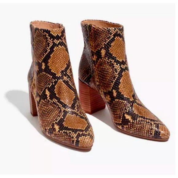 Madewell $199 Fiona Boot In Snake Embossed Leather MA449 - Picture 1 of 9